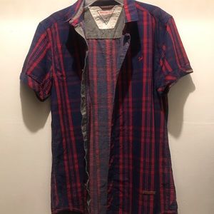 Men short sleeve casual summer shirt button down